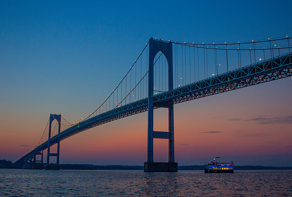 Newport Bridge at dusk