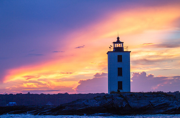Sunset behind Dutch Island Light